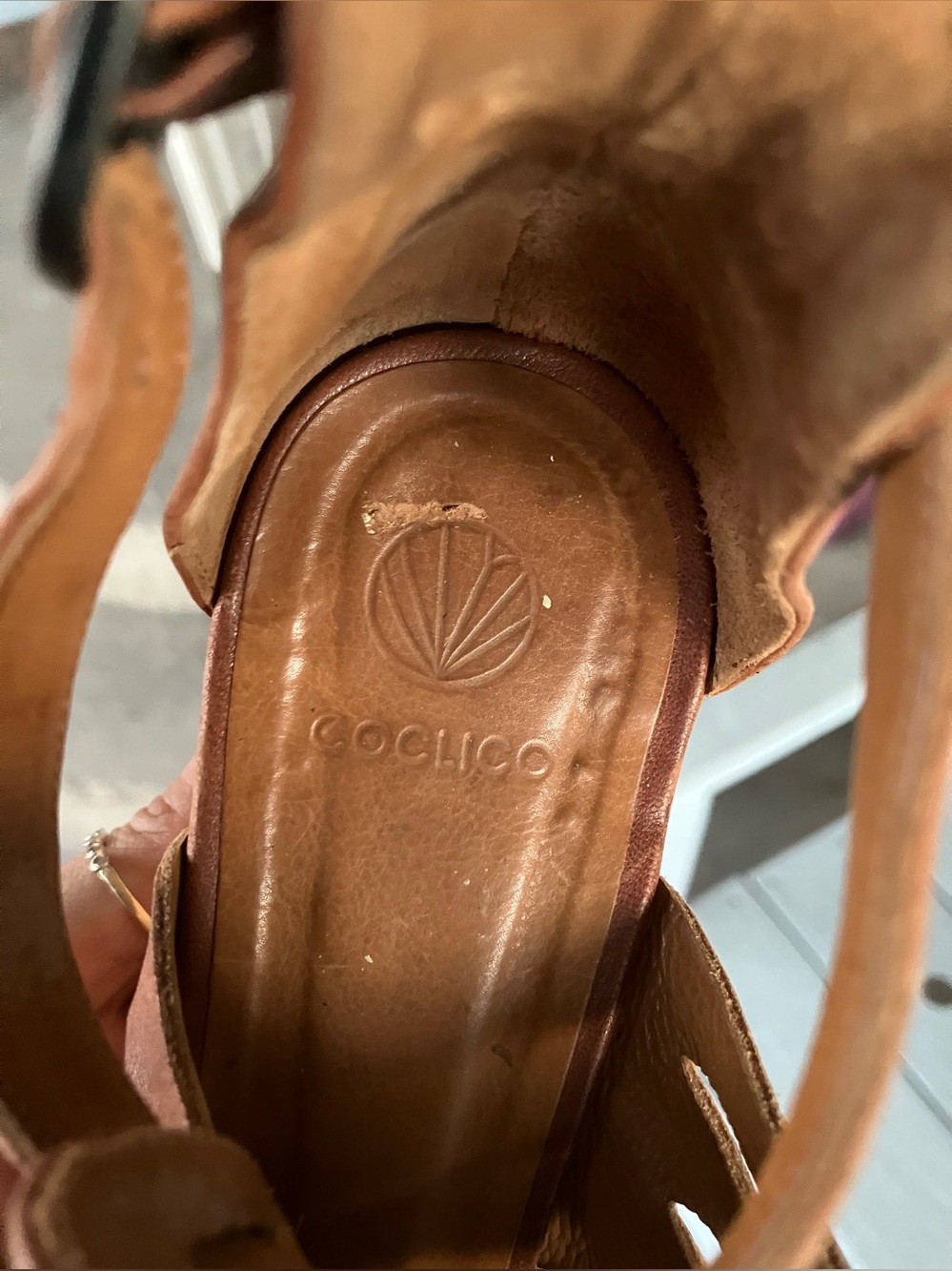 COCLICO Soft Brown Leather Strappy Wedge Sandals Wood Clog - Picture 13 of 15